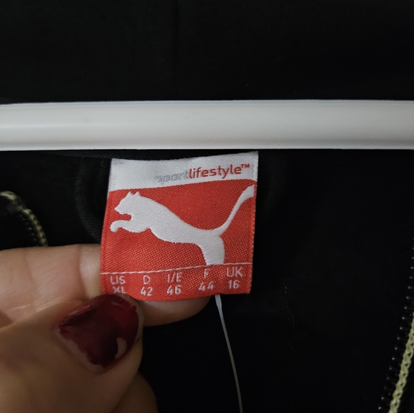 Puma Black Zip-Up Hoodie with Gold Trim and Logo - Picture 4 of 4